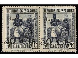 1070 * COLONIAS ESPAÑOLAS: GUINEA. Ed.251hzd. <B>30 Cts. S. 40 Cts.</B> Azul. <B>'3'</B> Inclinado En Pareja Con Otro No - Altri & Non Classificati