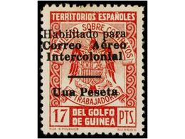 1084 * COLONIAS ESPAÑOLAS: GUINEA. Ed.259Lhz. <B>1 Pta. S. 17 Pts.</B> Carmín. Variedad <B>'Uua'</B> En Vez De 'Una'. MU - Andere & Zonder Classificatie