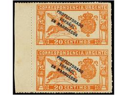 1142 * MARRUECOS. Ed.56spv. <B>20 Cts.</B> Rojo. Pareja Vertical <B>SIN DENTAR EN MEDIO</B>. MUY RARA, Solo Existe Una H - Other & Unclassified