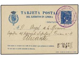 1154 MARRUECOS. 1921. BEN CERIF A ALICANTE. Tarjeta Postal Del Ejército De África Con Marca <B>REGIMIENTO INFANTERIA DE  - Otros & Sin Clasificación