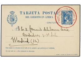 1156 MARRUECOS. 1921. MELILLA A MADRID. Tarjeta Postal De Franquicia Del Ejército De África Con Marca<B> REGIMIENTO INFA - Altri & Non Classificati