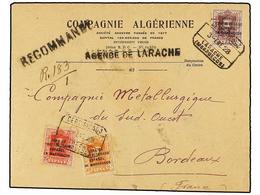 1163 MARRUECOS. Ed.82, 86, 88. 1928. LARACHE A FRANCIA. <B>5 Cts.</B> Lila, <B>25 Cts.</B> Rojo Y <B>50 Cts.</B> Naranja - Andere & Zonder Classificatie