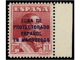 1164 ** COLONIAS ESPAÑOLAS: MARRUECOS. Ed.NE 7. <B>NO EMITIDO. 1 Pta.</B> Lila Rosa. LUJO. Cat. +230€. - Otros & Sin Clasificación