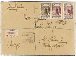 1173 COLONIAS ESPAÑOLAS: MARRUECOS. Ed.112, 114 (2). 1932. TETUAN A SUIZA. <B>30 Cts.</B> Castaño Y <B>50 Cts.</B> Lila  - Sonstige & Ohne Zuordnung