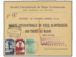 1198 ESPAÑA. Ed.203, 211. 1941. LARACHE A CASABLANCA. <B>10 Cts.</B> Lila Y <B>70 Cts.</B> Azul, Más Sello De <B>BENEFIC - Autres & Non Classés