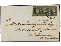 1218 PUERTO RICO. Ant.1 (3). 1855. GUAYAMA A S. JUAN. <B>1/2 Real</B> Negro, Tres Sello (uno Con Una Pequeña Perforación - Otros & Sin Clasificación