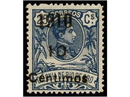 1227 * COLONIAS ESPAÑOLAS: RIO DE ORO. <B>NO EMITIDO. PROVISIONAL DE 1910. 10 Cents. S. 25 Cts.</B> Azul, Habilitación E - Otros & Sin Clasificación