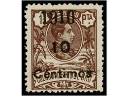 1236 * COLONIAS ESPAÑOLAS: RIO DE ORO. <B>NO EMITIDO. PROVISIONAL DE 1910. 10 Cents. S. 1 Pta.</B> Castaño, Habilitación - Sonstige & Ohne Zuordnung