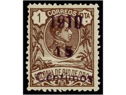 1237 * COLONIAS ESPAÑOLAS: RIO DE ORO. <B>NO EMITIDO. PROVISIONAL DE 1910. 15 Cents. S. 1 Pta.</B> Castaño, Habilitación - Autres & Non Classés