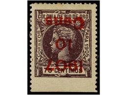 1238 * COLONIAS ESPAÑOLAS: RIO DE ORO. Ed.36hi. <B>10 Cent. S. 75 Cts.</B> Lila<B>, HABILITACIÓN INVERTIDA</B> Y Margen  - Andere & Zonder Classificatie