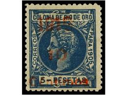 1247 * COLONIAS ESPAÑOLAS: RIO DE ORO. Ed.55hcc. <B>10 Cts. S. 5 Pts. ERROR.</B> Habilitación En <B>ROJO.</B> MAGNÍFICO. - Otros & Sin Clasificación