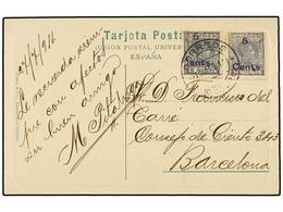 1248 COLONIAS ESPAÑOLAS: RIO DE ORO. Ed.60 (2). 1911. RIO DE ORO A BARCELONA. Tarjeta Postal Con Dos Sellos De <B>5 Cts. - Sonstige & Ohne Zuordnung