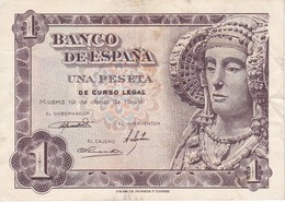 BILLETE DE 1 PTA DEL AÑO 1948 SERIE L CALIDAD MBC (VF)  DAMA DE ELCHE  (BANKNOTE) - 1-2 Pesetas