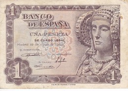 BILLETE DE 1 PTA DEL AÑO 1948 SERIE M CALIDAD EBC (XF)  DAMA DE ELCHE  (BANKNOTE) - 1-2 Peseten