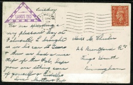 RB 1197 -  1946 Real Photo Postcard Cornwall With Super Purple Land's End Triangle Cachet - Land's End