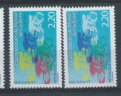 [19] Variétés : N° 2590 Cyclisme Fond Bleu Clair + Normal ** - Unused Stamps