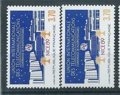 [19] Variétés : N° 2589 UIT Nice 89 Palmiers Jaune Pâle Au Lieu De Jaune-orange + Normal ** - Unused Stamps