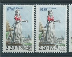 [19] Variétés : N° 2593 Madame Roland Fond Bleu Très Pâle + Normal ** - Unused Stamps