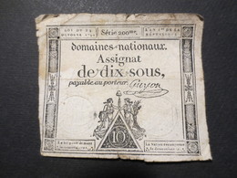 Assignat De Dix Sous - 1792 - An 1er - - Assignats & Mandats Territoriaux