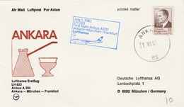 Ankara Munchen Frankfurt 1983 - Erstflug 1er Vol Inaugural Flight - Lufthansa Airbus - Briefe U. Dokumente