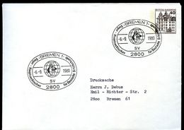 Bund PU111 A1/004 Privat-Umschlag Innendruck Braun Rautiert Mit FaZ Sost. SCHÄFERHUNDE Bremen 1980 - Enveloppes Privées - Oblitérées