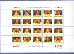 Austria 2004 Olympic Games Athens Leaflet Showing Austria Gold-medal Winners, 20 Stamps In One Sheet - Verano 2004: Atenas - Paralympic