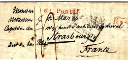 1824- Letter From ROMA To Strasbourg ( France ) Red  " Et . Pontif .  "  + Entr. AUTRICHE /PAR /HUNINGUE Black - 1. ...-1850 Prephilately