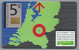 NL.- Telefoonkaart. PTT Telecom. 5 Gulden. 29 December 1994. Alle Telefooncentrales Computergestuurd. - Opérateurs Télécom