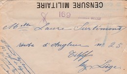 Brief In SM "Corresp. Privée Armée Belge" Naar Tilff 1919 - Censuurstrook "Censure Militaire" + Violet Nr "169". - Armée Belge