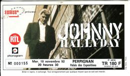 - Ticket De Concert - Johnny Hallyday - Perpignan 1992 - - Tickets De Concerts