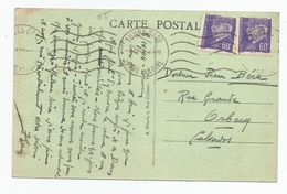 37 Indre Et Loire - Cormery L'église Batie En 791 , Timbres Pétain 60c A Moitié Cachet Tours 8/04/1944 - Guerre De 1939-45