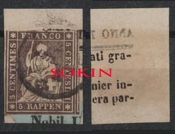 SVIZZERA - HELVETIA - (Vedere Fotografia) (See Photo) - 1862-81 - 5r Red Brown Embossed (filo Verde) Su Fram. NEWSPAPER - Gebruikt