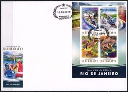 Djibouti 2016, Olympic Games In Rio, Gymnastic, Rowing, Beach Volley, Rugby, 4val In BF In FDC - Kanu