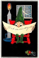 CPA Gnome Lutin Nain Champignon Mushromm écrite - Fairy Tales, Popular Stories & Legends