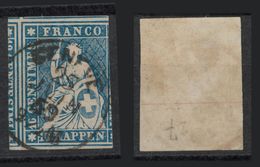 SVIZZERA - HELVETIA - (Vedere Fotografia) (See Photo) - 1854-1862 - 10r Azzurro C.normale (filo Rosso) - Used Stamps