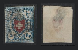 SVIZZERA - 1851 RAYON 1 - 5rp Scuro - 1843-1852 Federale & Kantonnale Postzegels