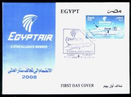 EGYPT / 2008 / EGYPTAIR : A STAR ALLIANCE MEMBER / FDC / VF / 3 SCANS . - Lettres & Documents