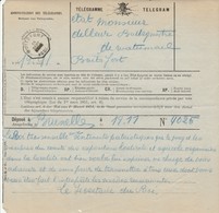 Telegramme 15/09/1907  Sé Le Secrétaire Du ROI - Télégraphique Boitsfort - Sellos Telégrafos [TG]