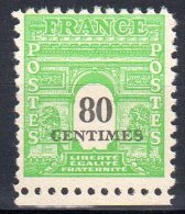 ARC DE TRIOMPHE  1944 - 80c Vert-jaune  (chiffre En Noir) - N° 706** - 1944-45 Arc Of Triomphe