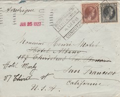 Convoyeur Echternach-Ettelbrück 4/1/27 Vers San Francisco - Arrivée Verso Le 24/1/27 - Lettres & Documents