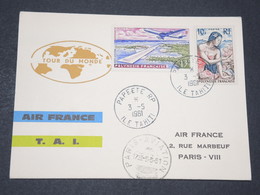 POLYNÉSIE - Carte " Tour Du Monde " De Paris Pour Papeete / Papeete Pour Paris En 1961 - L 14230 - Briefe U. Dokumente