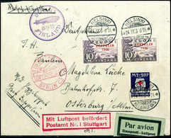 Beleg 10 M., Waagr. Paar Auf Seltenem Zeppelinbrief Mit Zusatzfrankatur Nach Dtld. (Si.89B). (Michel: 161(2)) - Autres & Non Classés