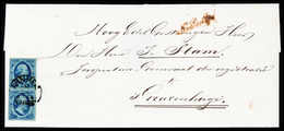 5 C., Breitrandiges, Senkr. Paar Mit Klarem Stempel ARNHEIM 18/10 1857 Auf Brief Nach Gravenhage (leichte Falte Durch Un - Other & Unclassified