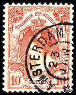 Gest. 10 G., Tadelloses Exemplar Mit Sauber Aufges. Stempel AMSTERDAM.<br/><b>Katalogpreis: 700,-</b> (Michel: 66A) - Altri & Non Classificati