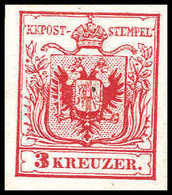 * 3 Kr., Neudruck 1866, Ungebr. Kab.-Stück, Fotobefund Ferchenbauer.<br/><b>Katalogpreis: 400,-</b> (Michel: 3ND) - Other & Unclassified