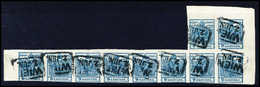 Gest. 9 Kr., Farbfrischer Zehnerblock Aus Der Re. Ob. Bogenecke, Jede Marke Mit Zentr. R2 WIEN Versehen. Die Linken Mark - Other & Unclassified
