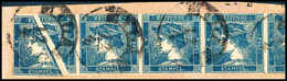 Briefst. 0,6 Kr., Blauer Merkur, Type IIIb, Waagr. Viererstreifen, Linke Marke Mit Extrem Breiter Druckfalte. Links Berü - Autres & Non Classés