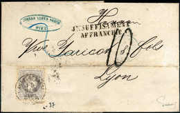 25 Kr., Einzelfrankatur Auf Etwas Unfrischem Brief (Brieffalte) Mit Stempel HABSBURGSGASSE 9/1 (1869) Nach Lyon, In Der  - Sonstige & Ohne Zuordnung