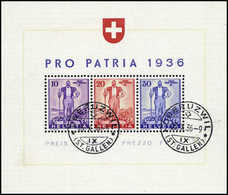 Gest. Pro-Patria-Block Mit Ersttagsstempel (kl. Bug Im Blockrand), Befund Liniger.<br/><b>Katalogpreis: 260,-</b> (Miche - Sonstige & Ohne Zuordnung