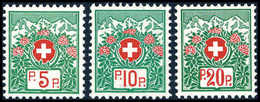 ** 5-20 Rp., Weißes Papier Ohne Nr., Tadellos Postfr. (SBK 11-13B = 330,-).<br/><b>Katalogpreis: 200,-</b> (Michel: 11/1 - Altri & Non Classificati